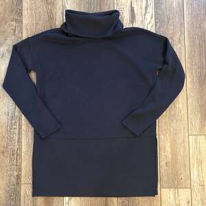 Spanx AirEssentials Turtleneck Tunic Top Black Modal Blend XS Oversized